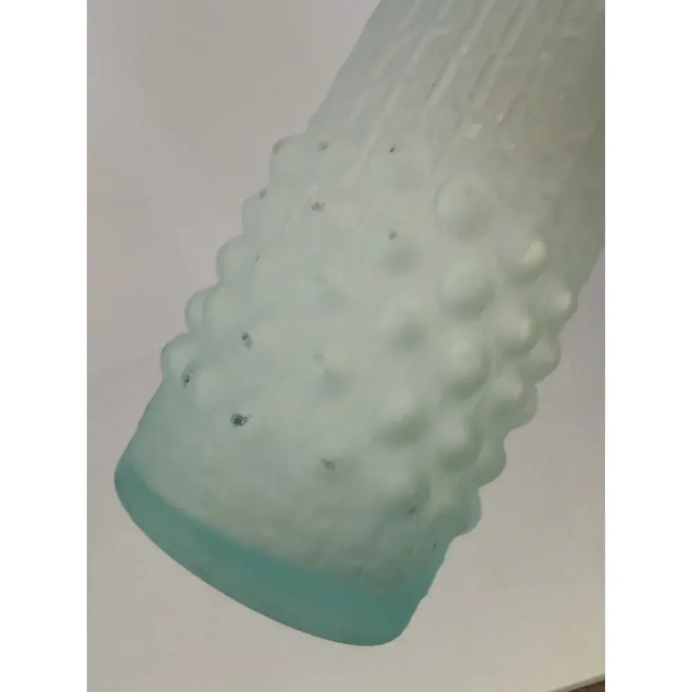 1972 Frantisek Pecený Candle Wax Glass Vase Czech Glass 7” Brutalist Light Aqua